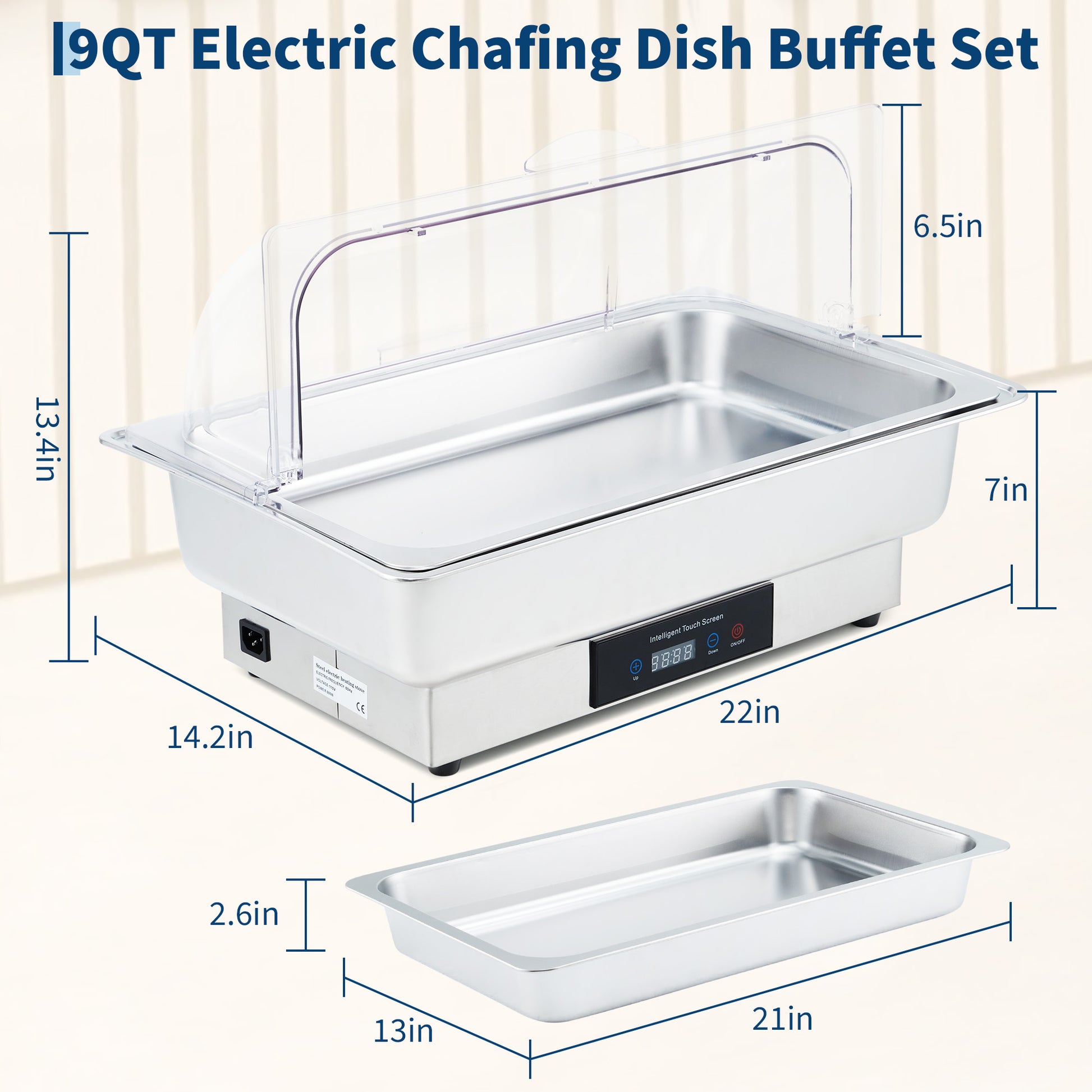 Garvee Electric Chafing Dish Buffet Set, 9 QT Stainless Steel Food Warmer with Temperature Control & Transparent Roll Top Lid, Catering Server for Parties, Banquets, Buffets, Keeping Food Warm & Fresh (Copy)
