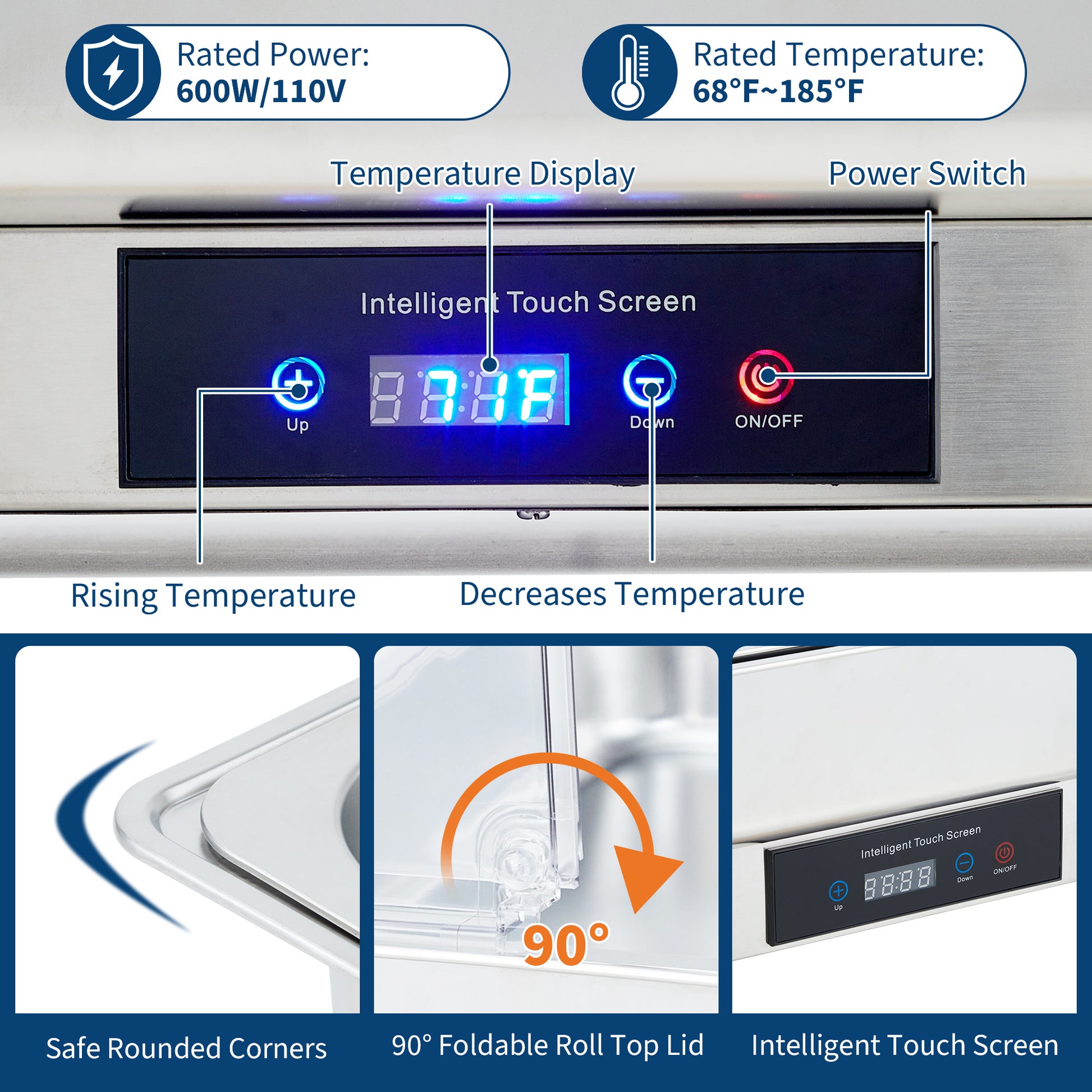 Garvee Electric Chafing Dish Buffet Set, 9 QT Stainless Steel Food Warmer with Temperature Control & Transparent Roll Top Lid, Catering Server for Parties, Banquets, Buffets, Keeping Food Warm & Fresh (Copy)
