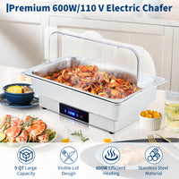 Garvee Electric Chafing Dish Buffet Set, 9 QT Stainless Steel Food Warmer with Temperature Control & Transparent Roll Top Lid, Catering Server for Parties, Banquets, Buffets, Keeping Food Warm & Fresh (Copy)
