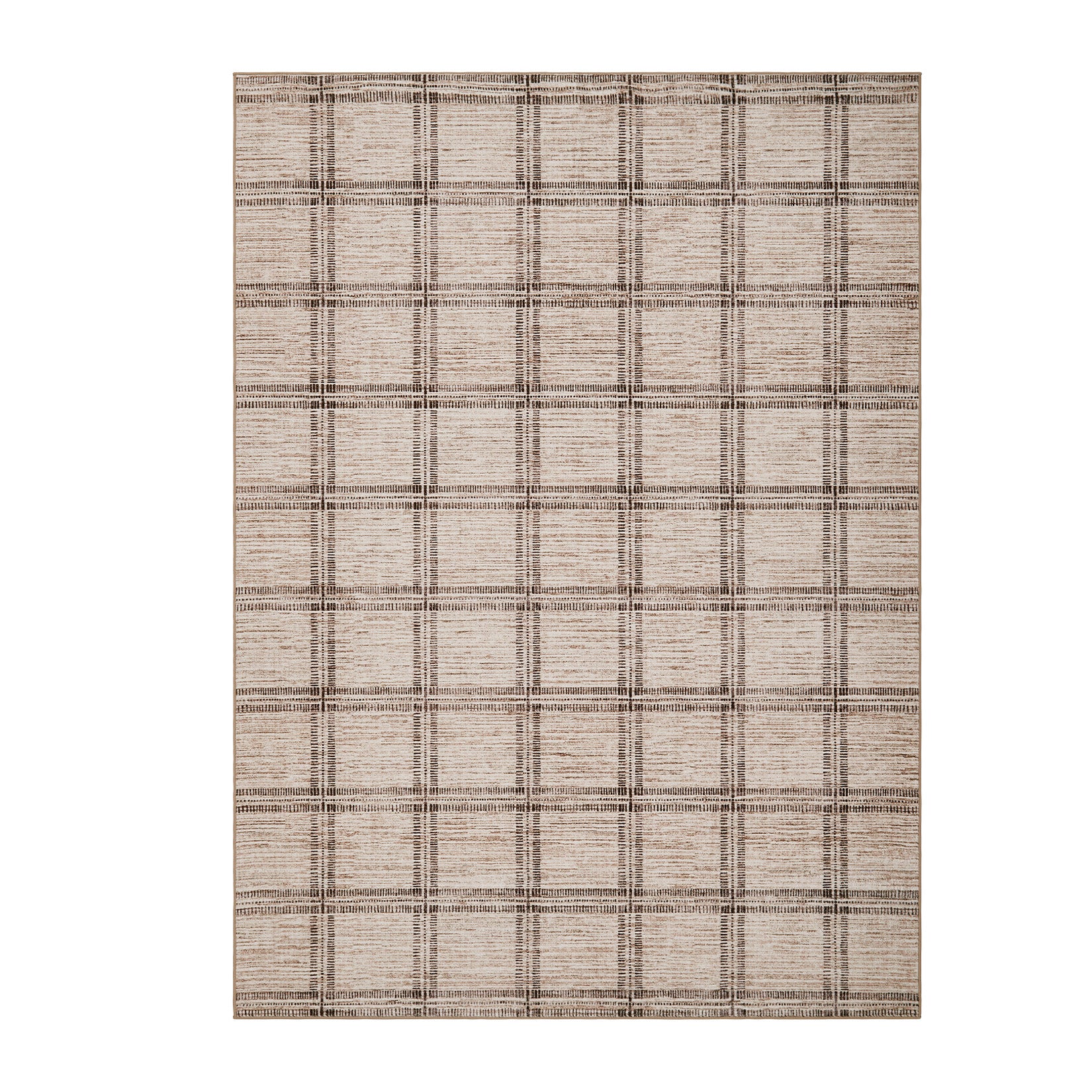 Garvee Washable Checkered 9x12 Living Room Rugs, Ultra Thin Non Slip Geometric Area Rug for Bedroom Dining Room, Taupe