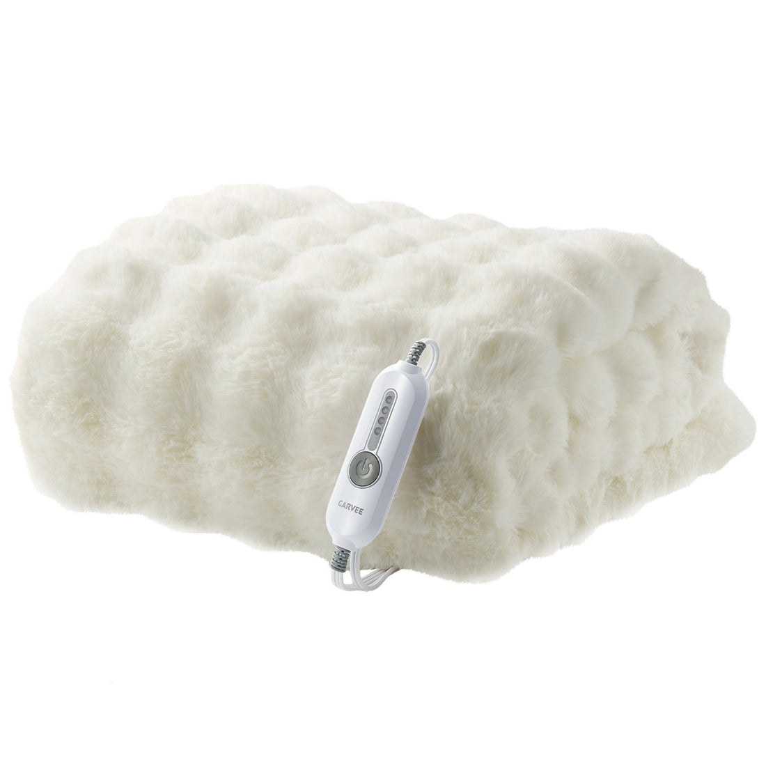 Garvee Heated Blanket King Size, Dual Control Faux Fur Electric Blanket with 4 Heat Settings, Soft Bubble Blanket with 8 Hour Auto-Off & Overheat Protection, for Gifts Home Couch or Bed, White