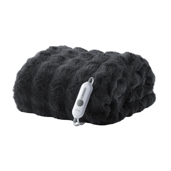 Garvee Heated Blanket Throw, Faux Fur Electric Throw with 4 Heat Settings, Soft Bubble Blanket with 4 Hours Auto-Off & Overheat Protection, for Gifts Home Couch or Bed, Dark Grey