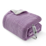 Garvee Electric Heated Throw Blanket, Waffle Textured Heating Blanket, Plush Flannel & Sherpa for Sofa, 4 Heat Levels, 4-Hour Auto Shut Off, Machine Washable, 50"x60", Purple - Purple