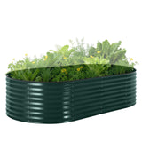 Garvee Large Oval Galvanized Raised Garden Bed Kit – Thick Reinforced Metal Planter for Vegetables, Flowers & Herbs – Corrosion-Resistant, Easy Assembly – Dark Green, Open, 240×120×60cm - Darkgreen