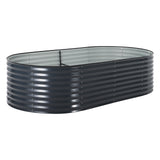 Garvee Galvanized Raised Garden Bed Kit with Corrosion-Resistant Steel – Oval Planter Box for Vegetables, Flowers & Herbs – Durable, Reinforced, Easy Tool-Complimentary Assembly – Includes Zippered PVC Cover – Gray, Open-Top, 240×120×60cm - Gray