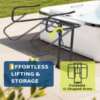 Garvee Hydraulic Metal Hot Tub Cover Lifter - Heavy-Duty Adjustable Spa Lid Remover - Global Undermount, No-Drill Install - Fits 32"–52", Single Gas Rod - Single Gas Rod Width 32"–52" Galvanized