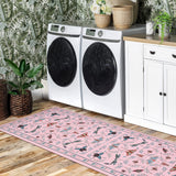 Garvee Insect Washable Soft Area Rugs for Living Room Bedroom Ultra-Thin Non Slip Dining Room Stain Resistant Rug Large Carpet for Office Nursery Bedroom - Pink