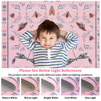 Garvee 5' x 7' Pink Botanical Butterfly Area Rug, Washable Non-Slip Ultra-Thin Soft Rug for Living Room, Bedroom & Nursery