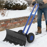 Garvee Snow Shovel with 7-Position Angled Blade & Adjustable Handle, Heavy Duty Metal Snow Pusher Shovel with Wheels for Driveway, Doorway, Sidewalk, Pavement