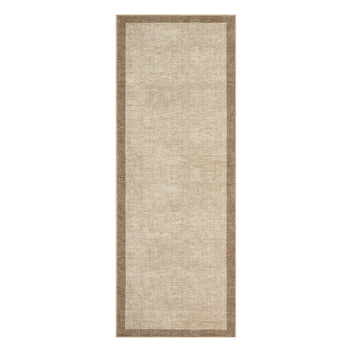 Garvee 2' x 6' Modern Solid Bordered Runner Rug, Washable Non-Slip Low-Pile Rug for Hallway, Kitchen & Entryway, Taupe