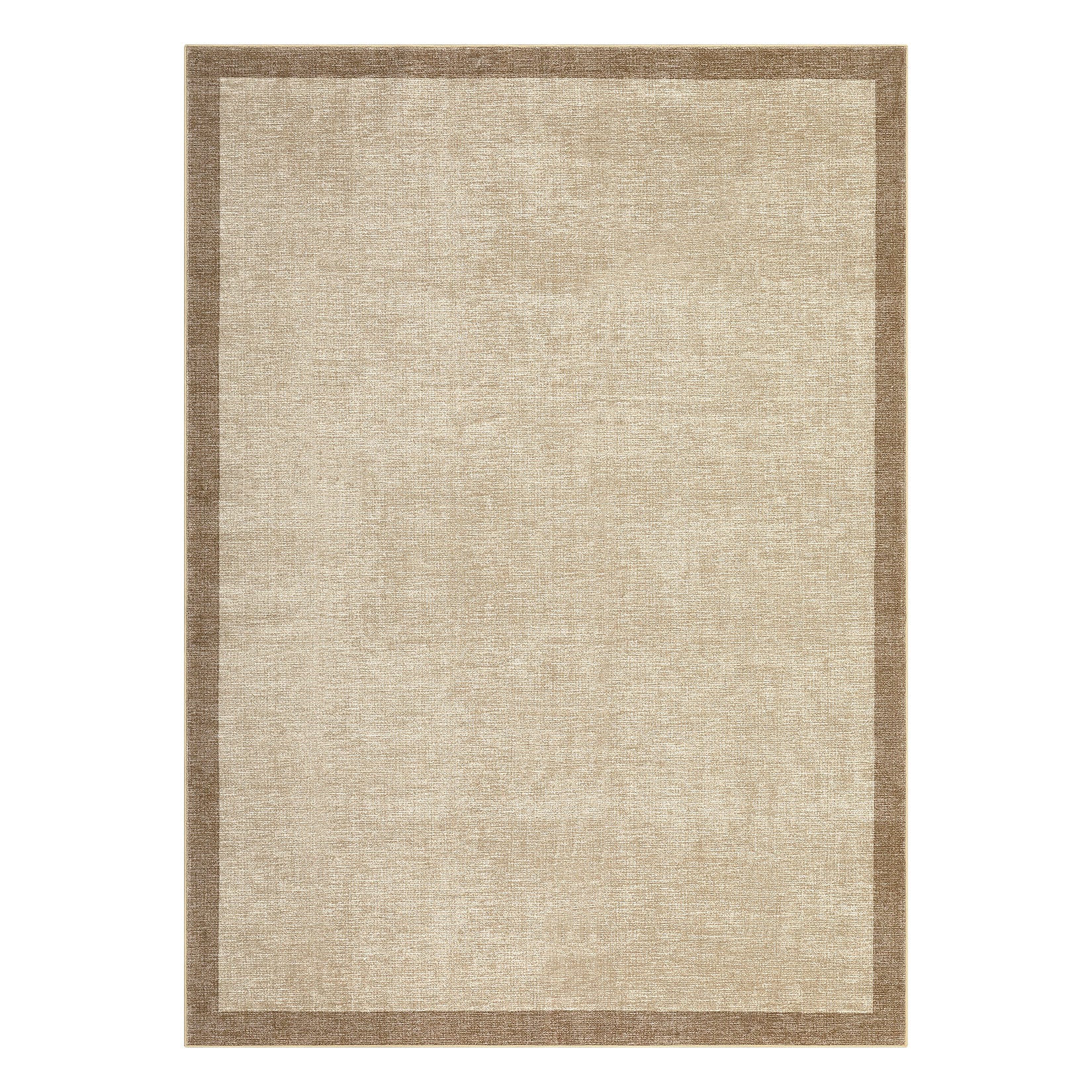 Garvee 5' x 7' Modern Solid Bordered Area Rug, Washable Non-Slip Low-Pile Soft Rug for Living Room, Bedroom & Office, Taupe