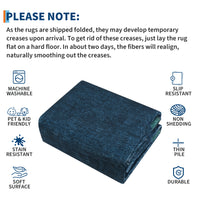 Garvee Washable Area Rug 5x7 Geometric Modern Ultra Soft Non Slip Carpet for Living Room Bedroom Blue Teal