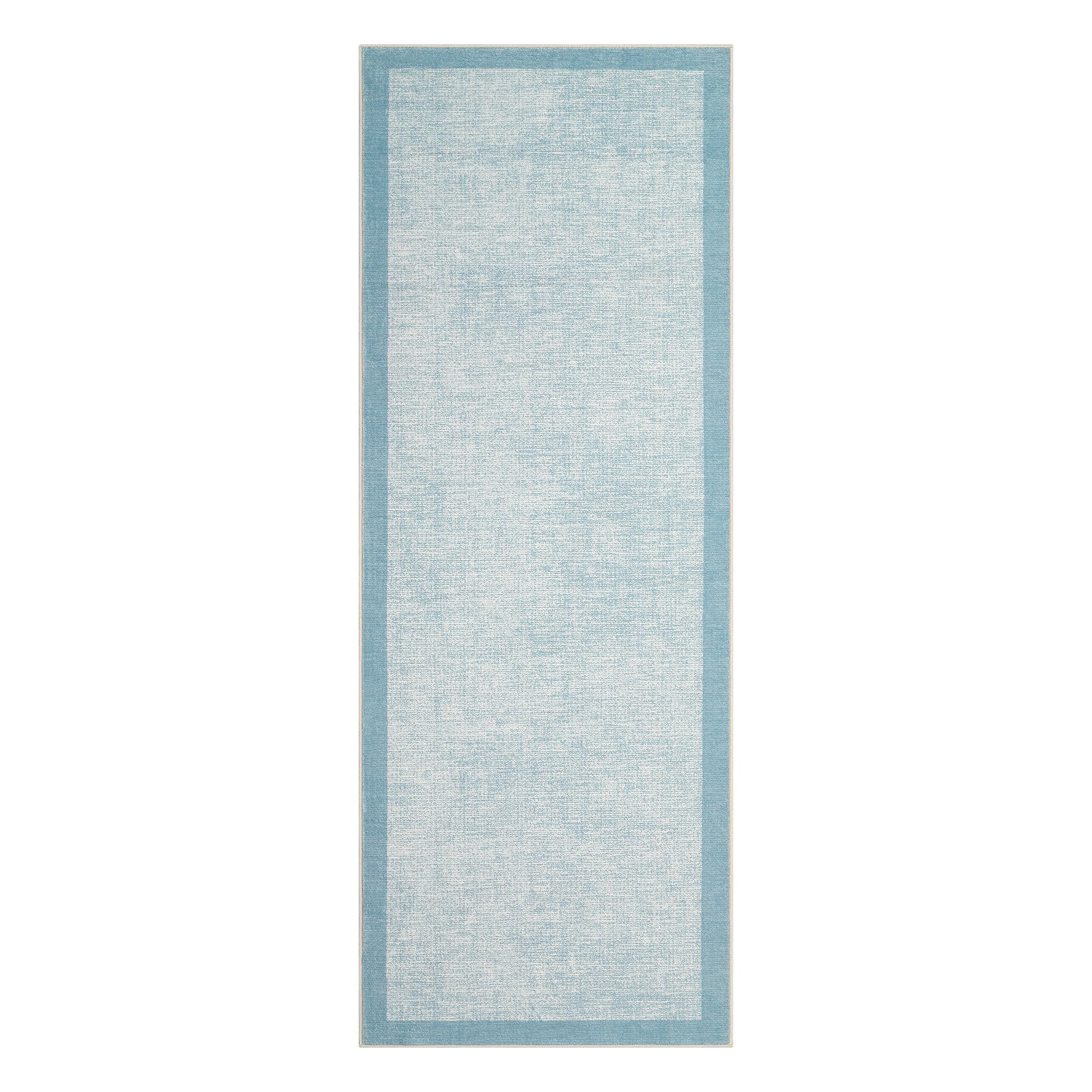 Garvee Washable Runner Rug 2x6, Geometric Non Slip Hallway Runner Rug for Entryway Kitchen Bedroom, Light Blue, Modern Bordered Low Pile Stain Resistant Carpet