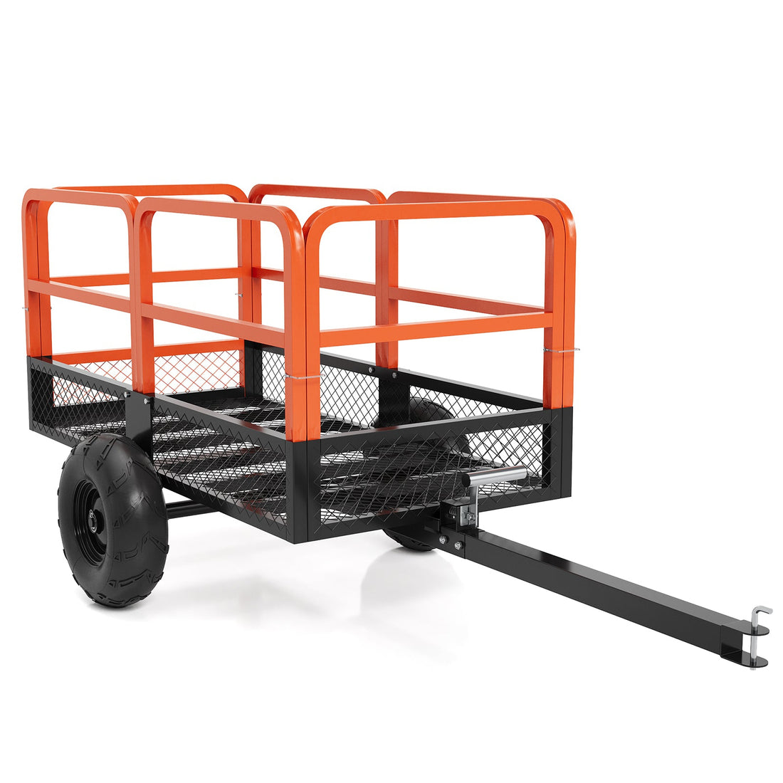 Garvee Heavy Duty Steel Garden Dump Cart - 1600 lbs Capacity Utility Trailer - 22 Cu.Ft. with Removable Sides - Tow Behind for ATV, UTV, Lawn Mower or Tractor - Ideal Yard Hauler, Orange+Black