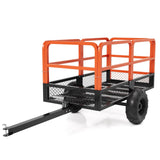 Garvee Heavy Duty Steel Garden Dump Cart - 1600 lbs Capacity Utility Trailer - 22 Cu.Ft. with Removable Sides - Tow Behind for ATV, UTV, Lawn Mower or Tractor - Ideal Yard Hauler, Orange+Black - Orange & Black