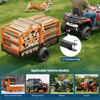 Garvee Heavy Duty Steel Garden Dump Cart - 1600 lbs Capacity Utility Trailer - 22 Cu.Ft. with Removable Sides - Tow Behind for ATV, UTV, Lawn Mower or Tractor - Ideal Yard Hauler, Orange+Black