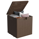 Garvee 28 gal Outdoor Storage Box with Lid, Weather-Resistant Plastic Deck Box, Lockable Outdoor Storage Bin for Patio Furniture, Gardening Tools and Accessories, Brown - Brown
