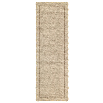 Garvee 2' × 6' Modern Scalloped Border Runner Rug, Machine Washable Non-Slip Low-Pile Rug for Hallway, Kitchen & Entryway, Black And White