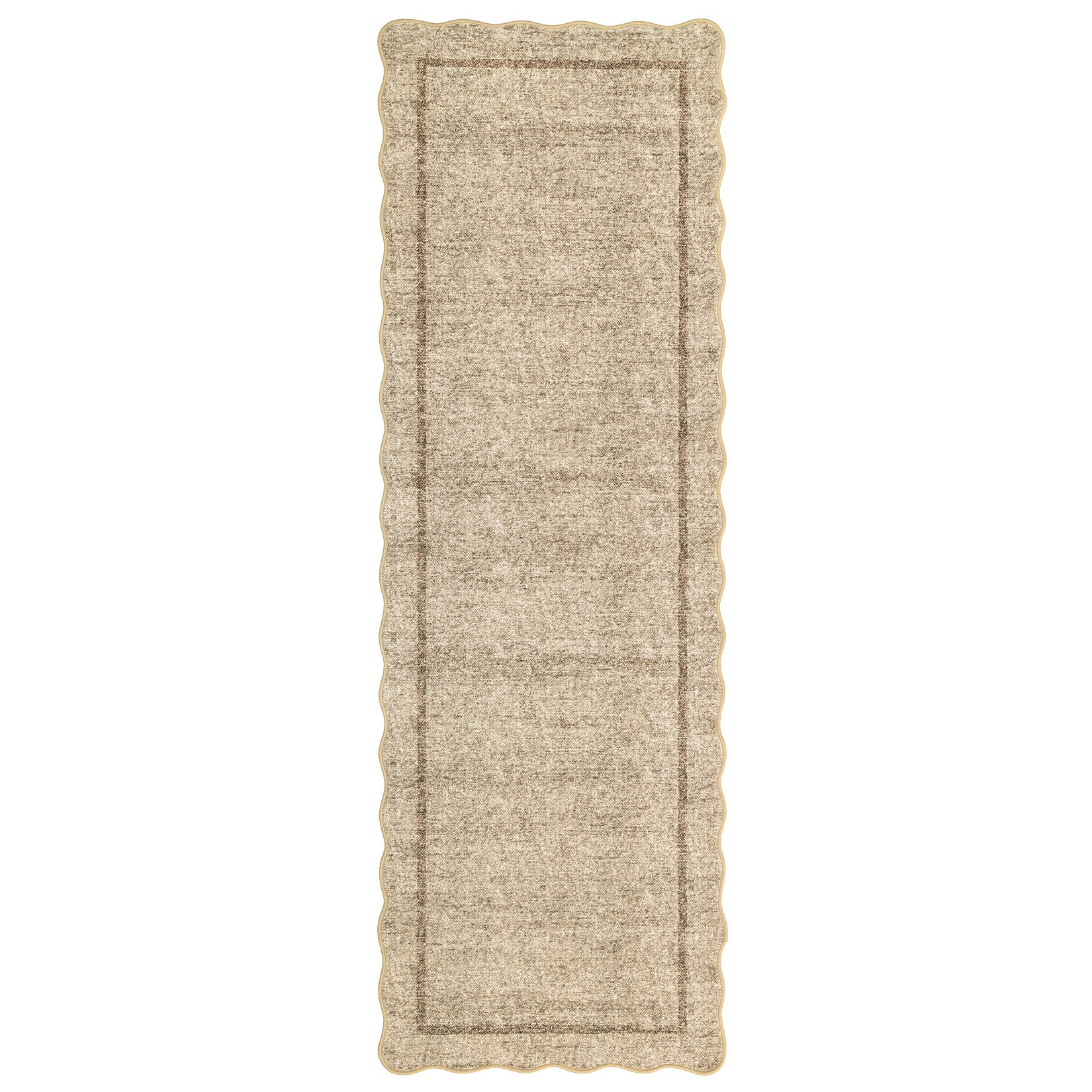 Garvee 2' × 6' Modern Scalloped Border Runner Rug, Machine Washable Non-Slip Low-Pile Rug for Hallway, Kitchen & Entryway, Black And White