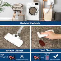 Garvee Scalloped Rug 5x7 Washable Rug for Living Room, Soft Thin Neutral Carpet Non Slip, Low Pile Non Shedding Floor Covering, Indoor Foldable  Printed Mat for Bedroom Nursery, Dark Brown