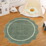 Garvee Washable Rug 4'-Round Rug with Non Slip TPR Rubber Backing, Neutral Entryway Mat, Soft Non Shedding Floor Covering, Indoor Low Pile Thin Foldable Carpet for Nursery Nook, Green - Green