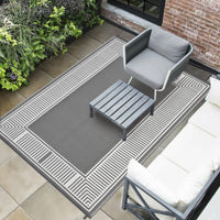 Garvee Reversible Waterproof Outdoor Rug Gray 9x12ft – Modern Grey & White Plastic Straw Mat – Mark & UV Resistant, Collapsible & Easy to Clean – Ideal for Patio, Deck, Camping, Porch