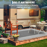 Garvee Reversible Waterproof Outdoor Rug Gray 9x12ft – Modern Grey & White Plastic Straw Mat – Mark & UV Resistant, Collapsible & Easy to Clean – Ideal for Patio, Deck, Camping, Porch