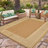 Garvee Waterproof Reversible Outdoor Rug 8x10ft – Modern Brown Plastic Straw Carpet, UV Resistant, Easy to Clean, Collapsible, Ideal for Patio, Garden, Deck, RV, Balcony - Brown