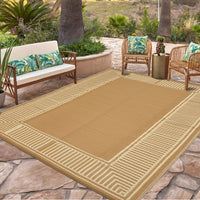 Garvee Waterproof Reversible Outdoor Rug 8x10ft – Modern Brown Plastic Straw Carpet, UV Resistant, Easy to Clean, Collapsible, Ideal for Patio, Garden, Deck, RV, Balcony