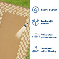 Garvee Waterproof Reversible Outdoor Rug 8x10ft – Modern Brown Plastic Straw Carpet, UV Resistant, Easy to Clean, Collapsible, Ideal for Patio, Garden, Deck, RV, Balcony