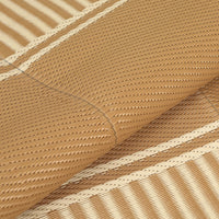 Garvee Brown Coffee Outdoor Area Rug 10x14ft – Modern Striped Bordered Plastic Mat, Waterproof, UV Resistant, Easy Clean, Durable Washable Carpet for Garden, Backyard, Patio, Camping