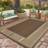 Garvee Waterproof Reversible Outdoor Rug - Modern Geometric Patio Mat - UV & mark Resistant, Washable - Ideal for Lawn, Deck, RV, Camping, Picnic, Backyard, Balcony - Peony Brown