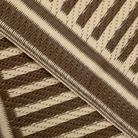 Garvee Weatherproof Outdoor Area Rug – 10x14ft Modern Striped Edge Plastic Mat – Easy Clean, Non-Slip, Sturdy Brown Coffee Carpet – Patio, Garden, Deck, Picnic