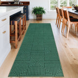 Garvee Washable Area Rug – Modern Geometric Low Pile Rug with Non-Slip Backing, Soft Neutral Carpet for Living Room, Bedroom, Dining Room & Home Office - Green