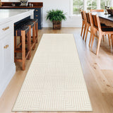 Garvee Washable Area Rug – Modern Geometric Low Pile Rug with Non-Slip Backing, Soft Neutral Carpet for Living Room, Bedroom, Dining Room & Home Office - Beige