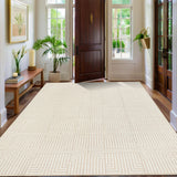 Garvee Washable Area Rug – Modern Geometric Low Pile Rug with Non-Slip Backing, Soft Neutral Carpet for Living Room, Bedroom, Dining Room & Home Office - Beige