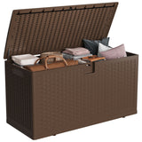 Garvee Outdoor Storage Box, 73 gal Large Waterproof Resin Deck Box Indoor Outdoor Use, Lockable UV Resistant Storage Bin for Patio, Garden, Cushions, Tools, Equipment, Brown - Brown