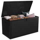 Garvee 150 gal Large Resin Deck Box, Waterproof & Weatherproof Outdoor Storage Box, Lockable Pool Storage Bin with Lid for Porch Patio Garden Backyard, Black - Black