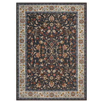 Garvee 10' × 13' Vintage Oriental Medallion Area Rug, Machine Washable Non-Slip Low-Pile Soft Rug for Living Room, Bedroom & Dining Room, Navy