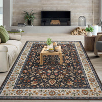 Garvee 9' × 12' Vintage Oriental Medallion Area Rug, Machine Washable Non-Slip Low-Pile Soft Rug for Living Room, Bedroom & Dining Room, Navy
