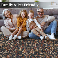 Garvee 9' × 12' Vintage Oriental Medallion Area Rug, Machine Washable Non-Slip Low-Pile Soft Rug for Living Room, Bedroom & Dining Room, Navy