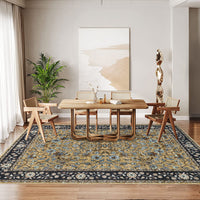 Garvee 10' × 13' Vintage Oriental Medallion Area Rug, Machine Washable Non-Slip Low-Pile Soft Rug for Living Room, Bedroom & Dining Room, Brown