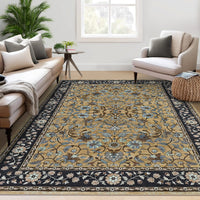 Garvee 10' × 13' Vintage Oriental Medallion Area Rug, Machine Washable Non-Slip Low-Pile Soft Rug for Living Room, Bedroom & Dining Room, Brown