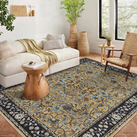 Garvee 10' × 13' Vintage Oriental Medallion Area Rug, Machine Washable Non-Slip Low-Pile Soft Rug for Living Room, Bedroom & Dining Room, Brown