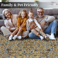 Garvee 10' × 13' Vintage Oriental Medallion Area Rug, Machine Washable Non-Slip Low-Pile Soft Rug for Living Room, Bedroom & Dining Room, Brown