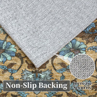 Garvee 10' × 13' Vintage Oriental Medallion Area Rug, Machine Washable Non-Slip Low-Pile Soft Rug for Living Room, Bedroom & Dining Room, Brown