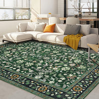 Garvee 9' × 12' Vintage Oriental Medallion Area Rug, Machine Washable Non-Slip Low-Pile Soft Rug for Living Room, Bedroom & Dining Room, Green