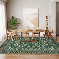 Garvee 9' × 12' Vintage Oriental Medallion Area Rug, Machine Washable Non-Slip Low-Pile Soft Rug for Living Room, Bedroom & Dining Room, Green