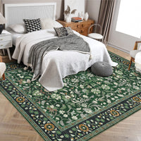 Garvee 9' × 12' Vintage Oriental Medallion Area Rug, Machine Washable Non-Slip Low-Pile Soft Rug for Living Room, Bedroom & Dining Room, Green
