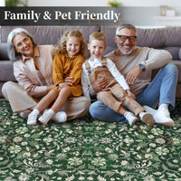 Garvee 9' × 12' Vintage Oriental Medallion Area Rug, Machine Washable Non-Slip Low-Pile Soft Rug for Living Room, Bedroom & Dining Room, Green